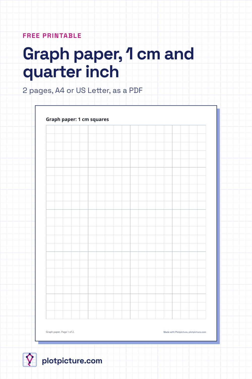 The first page of the graph paper: 1 cm squares with a heavier line every fifth square, filling the page.